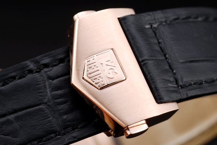 Tag Heuer Carrera Or Rose Cadran Noir Bracelet Cuir Noir