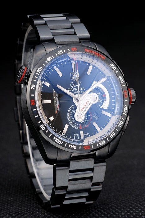 Tag Heuer Carrera Noir Boîtier en acier inoxydable cadran noir