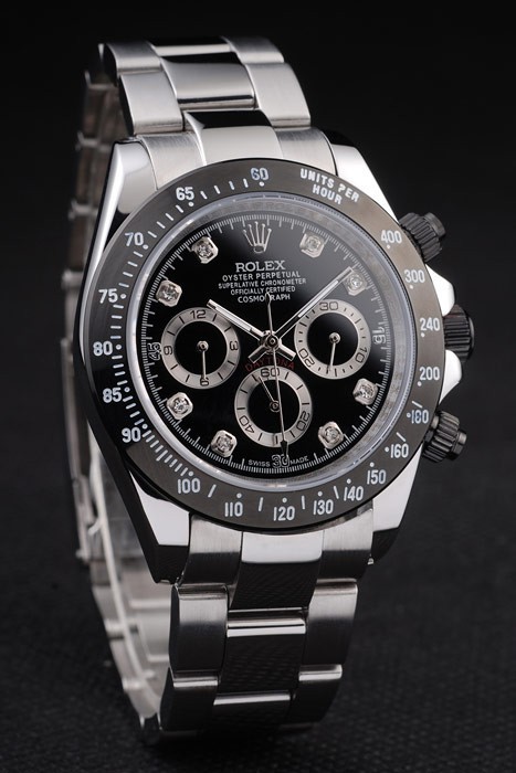 Rolex Daytona en acier inoxydable noir émaillé cadran noir